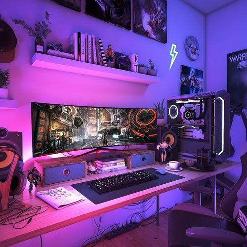Dual Monitor Stand Riser with Two Drawers, Extra Large Storage for 2
